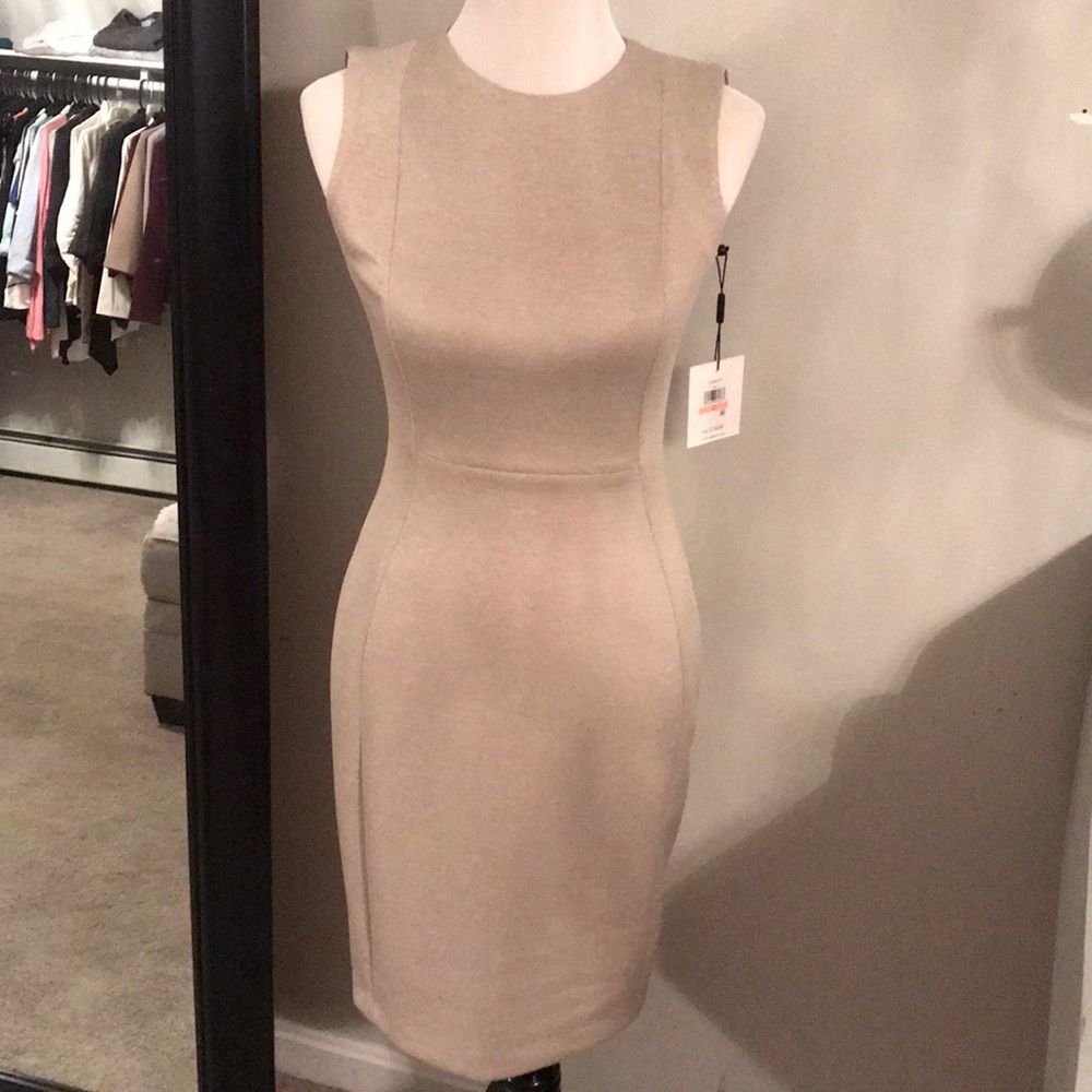 Beautiful never worn Calvin Klein tan sheath dress